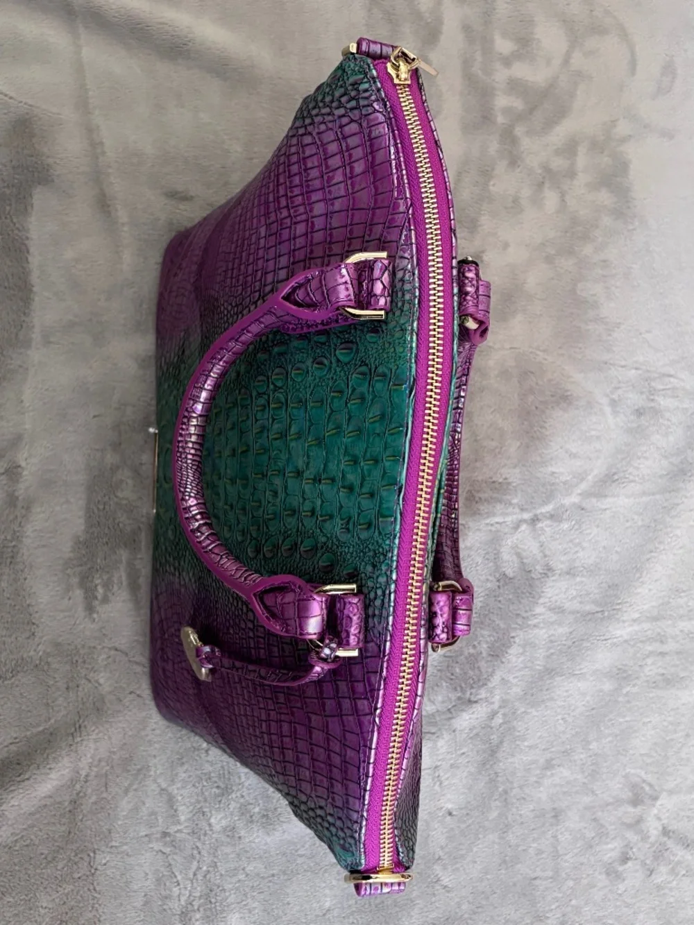 BRAHMIN Large Duxbury Hyacinth Ombre Mini Melbourne Leather Satchel Bag Purse - Picture 6 of 16